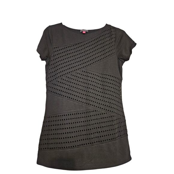 Vince Camuto Eyelet Short Sleeve Blouse - Picture 1 of 5